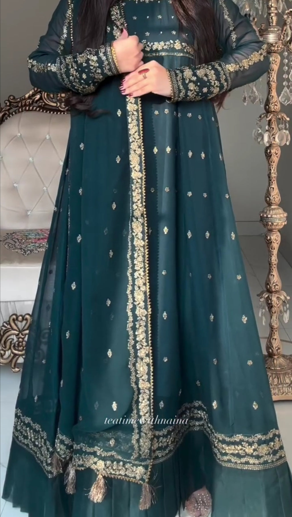 Luxury Festive Frock With Embellished Dupatta
