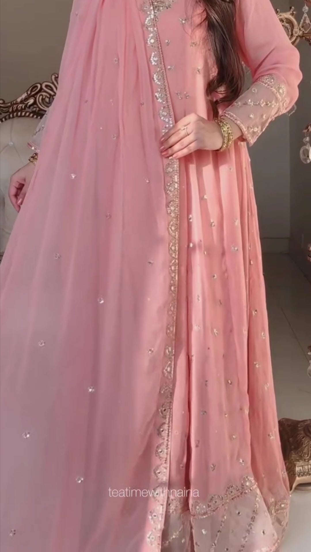 Heavy Embroidered Frock 3pc Suit