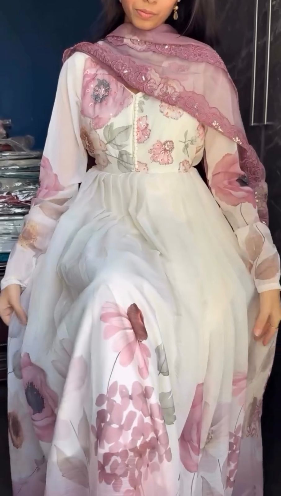 Women Stitched Floral Frock