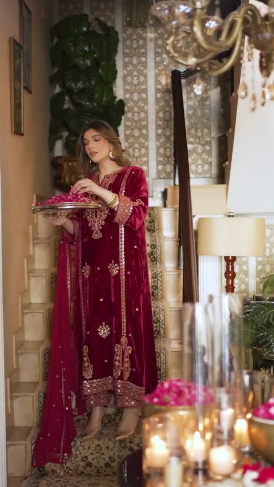 Luxury Velvet Embroidered Frock 3pc Suit