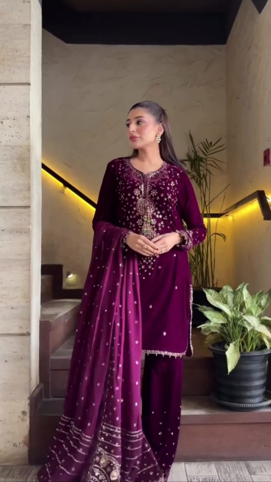 Luxury Velvet Embroidered 3-Piece Suit