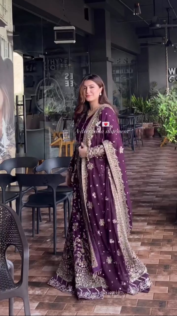 Women Heavy Embroidered Frock With Embellished Dupatta