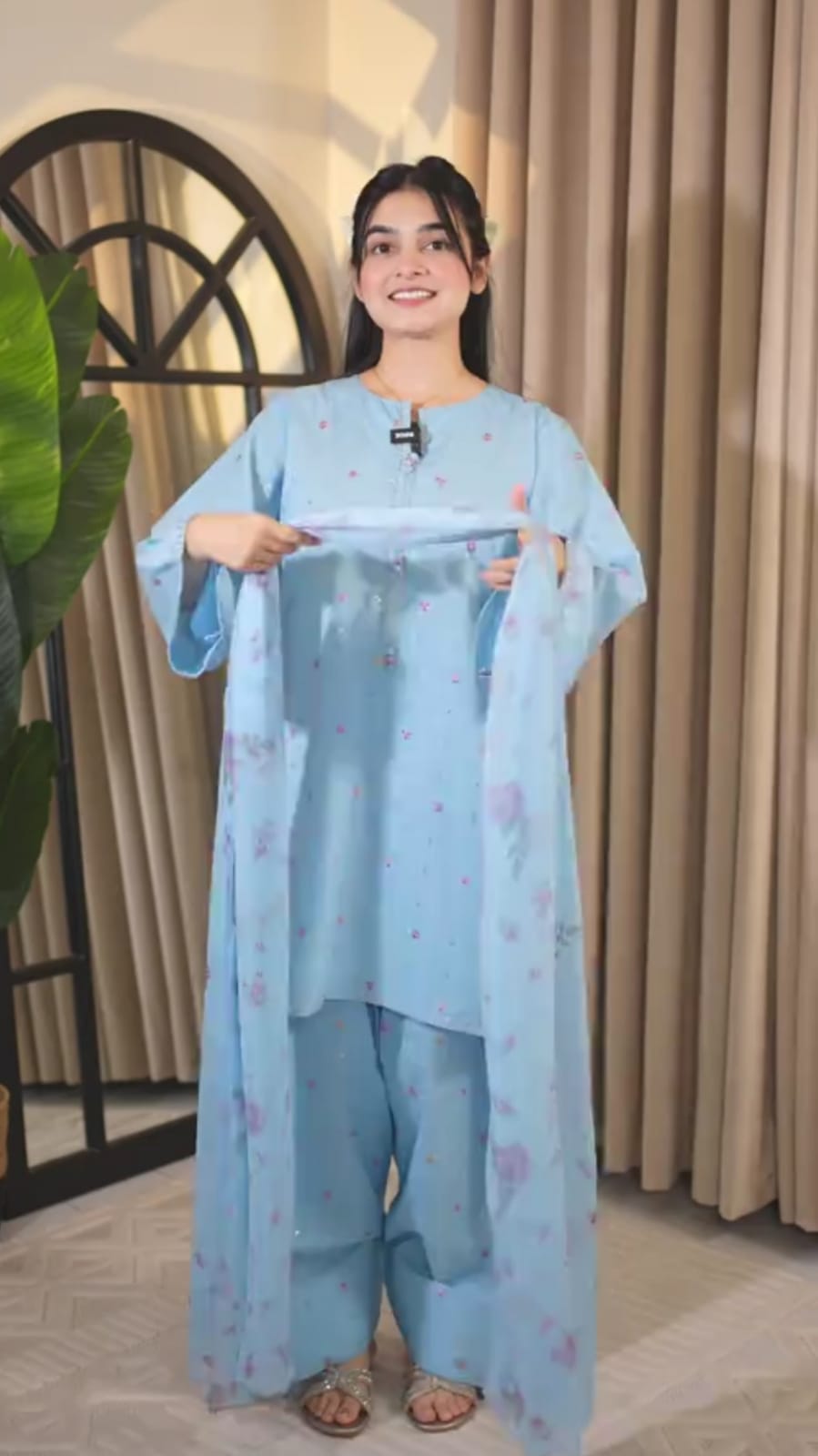 Embroidered Sky Blue 3Pc Suit