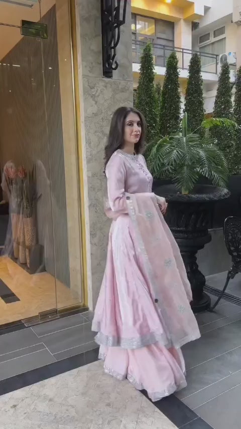 Designer Party Wear Frock with Dupatta (3pc)