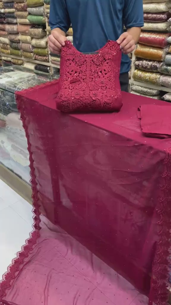 RED LUXURY EMBROIDERED DRESS