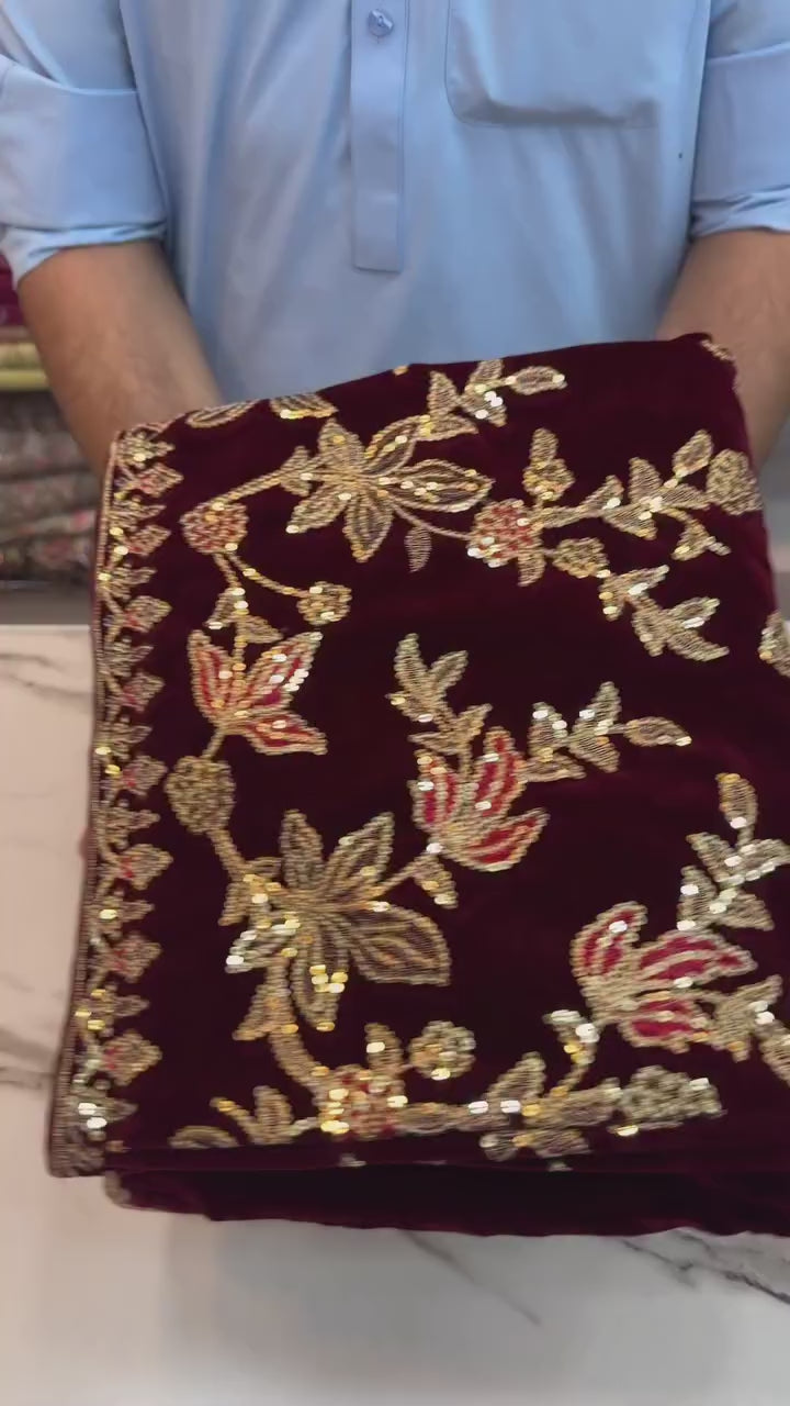 Maroon Velvet 3pc Suit