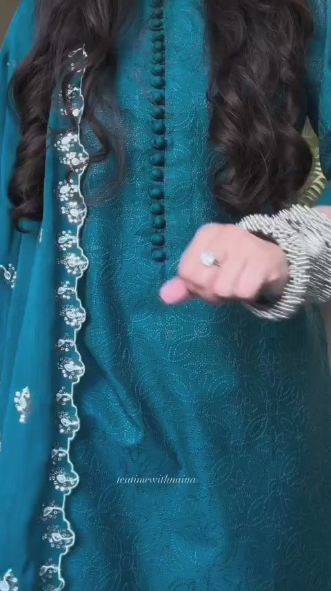 Royal Blue Elegance 3PC Embroidered Suit