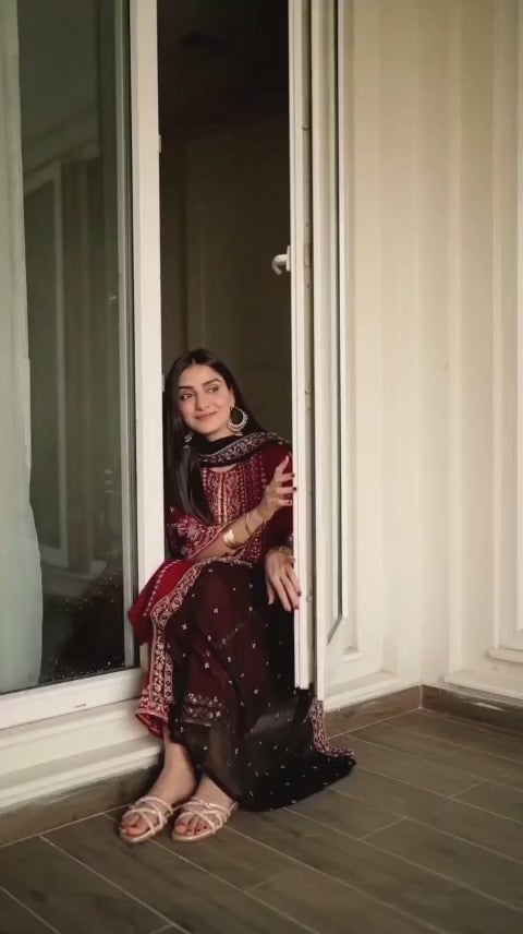 Festive Ensemble – Embroidered Shirt, Trouser & Dupatta