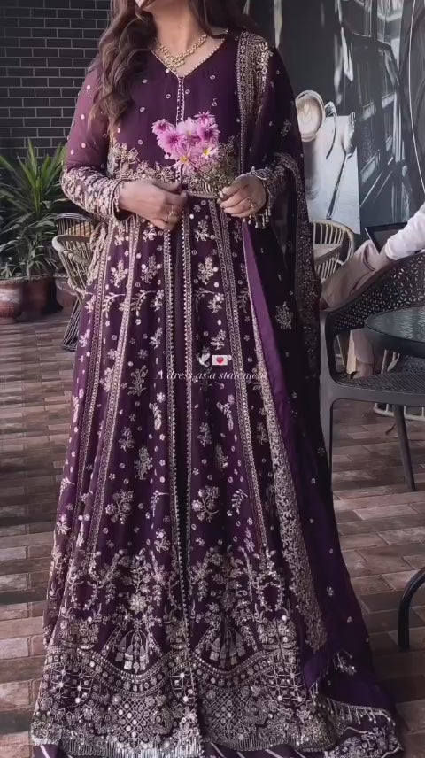 Women Heavy Embroidered Frock With Embellished Dupatta