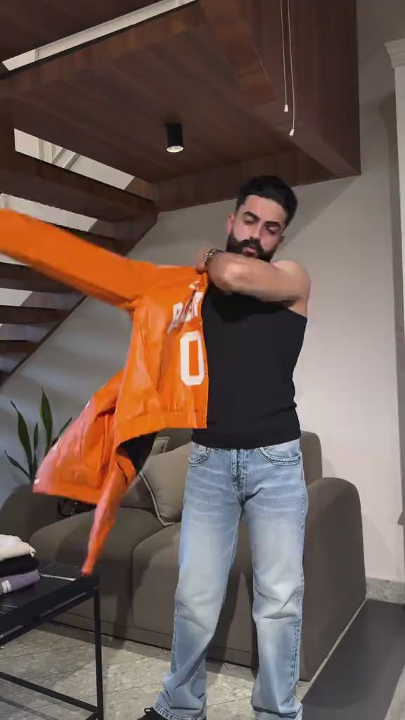 Orange PU Leather Jacket