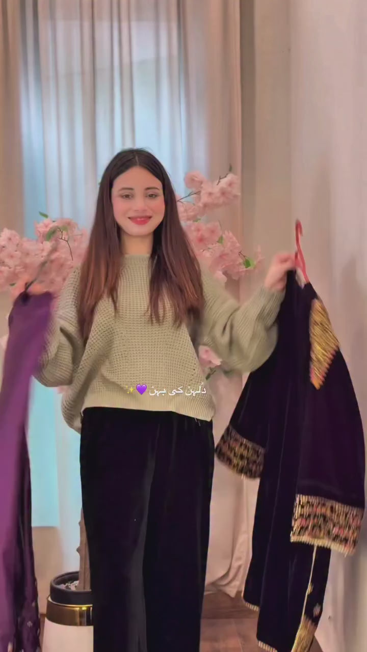 A luxurious velvet bridesmaid dress