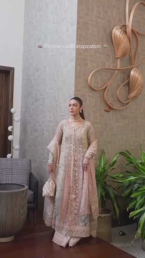 Net Frock with Intricate Embroidery and Stone Work